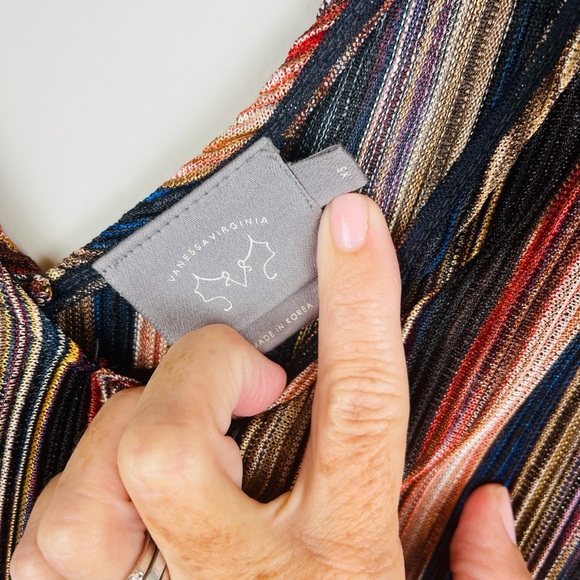 Anthropologie Vanessa Virginia Bienville Multi Color Striped Ruffle Top Size XS - Picture 9 of 11